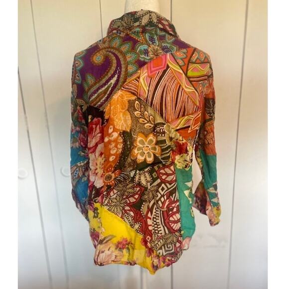 Sacred Threads Size 2X Women's Button Up Blouse Multicolor 100% Cotton‎ - Picture 3 of 5